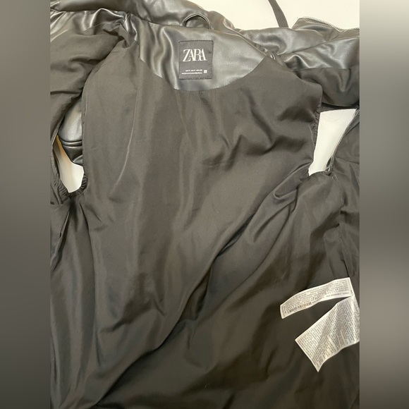 Zara black vegan (faux) leather puffer vest. Excellent condition. - Picture 7 of 15